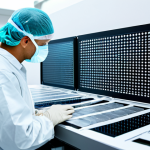 Semiconductor Manufacturing**

"A professional engineer in a cleanroom environment, wearing a full cleanroom suit, inspecting a silicon wafer with intricate microchips. High-tech manufacturing equipment in the background. Focus on precision and detail. Fully clothed, appropriate attire, safe for work, perfect anatomy, correct proportions, professional, high quality."

**