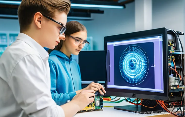 전자기술사 학습 모임 성공 사례 - **Prompt:** A diverse group of young Polish electronics enthusiasts, including both male and female ...