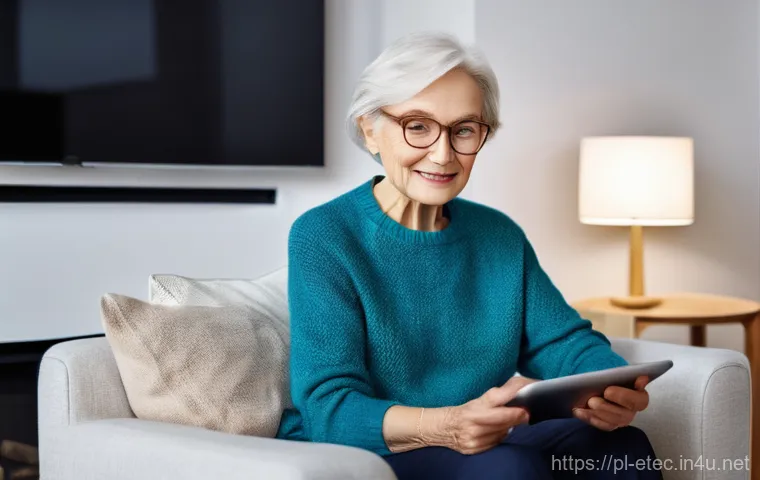전자기술사와 데이터 수집 및 처리 기술 - **Prompt:** A cozy and well-lit modern living room in an apartment in Warsaw, Poland. An elderly Pol...