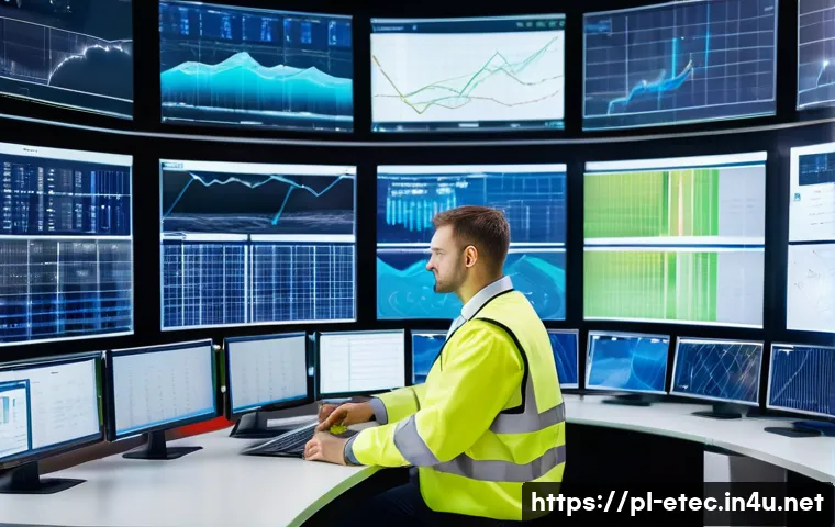 전자기술사 산업별 연봉 비교 - A professional Polish electrical engineer working in a modern energy industry control room, surround...