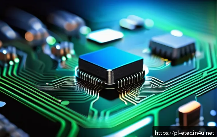 전자기술사와 관련된 최신 학술 자료 - A highly detailed close-up of a futuristic electronic circuit board featuring ultra-low resistance c...