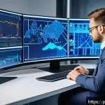 Home 20 전자기술사와 전자장비 설계 및 운영 - A modern electronics design engineer working in a sleek, bright office filled with multiple large mo...