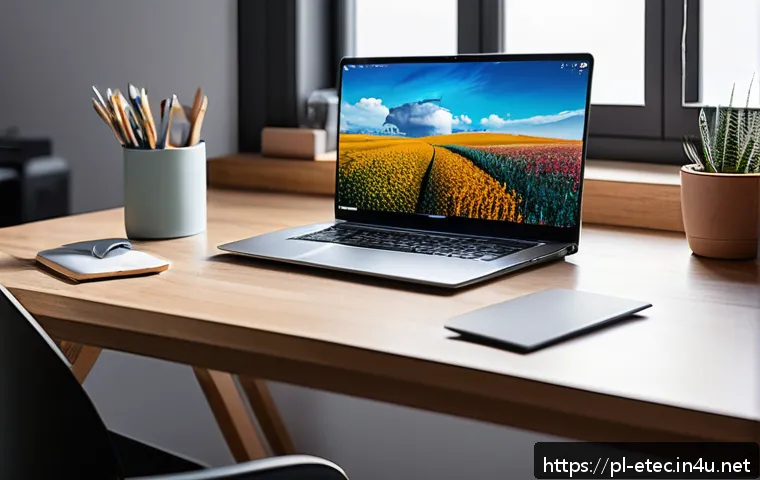 전자기술사와 전자장비 유지보수 사례 연구 - A modern home office scene showcasing a sleek laptop on a desk with a cooling pad underneath, emphas...